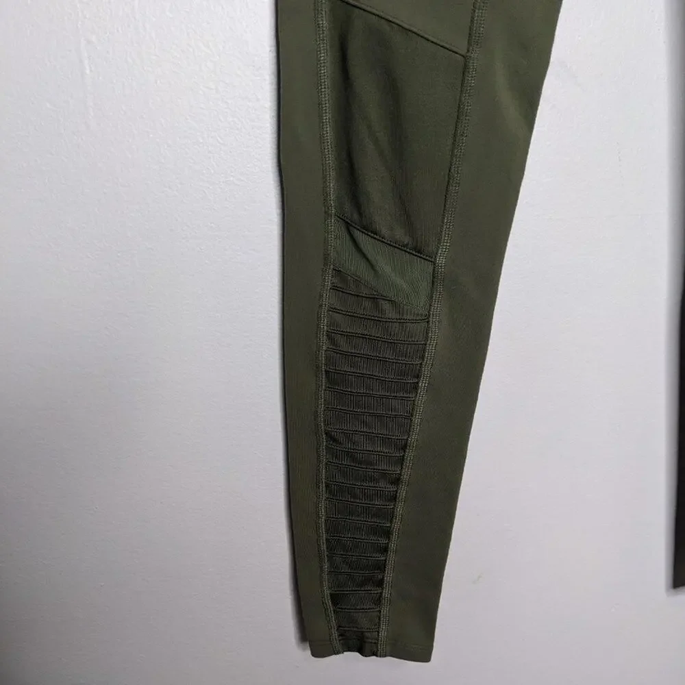 Alo Green Compression Moto Leggings Sculpting Figure Flattering Size S